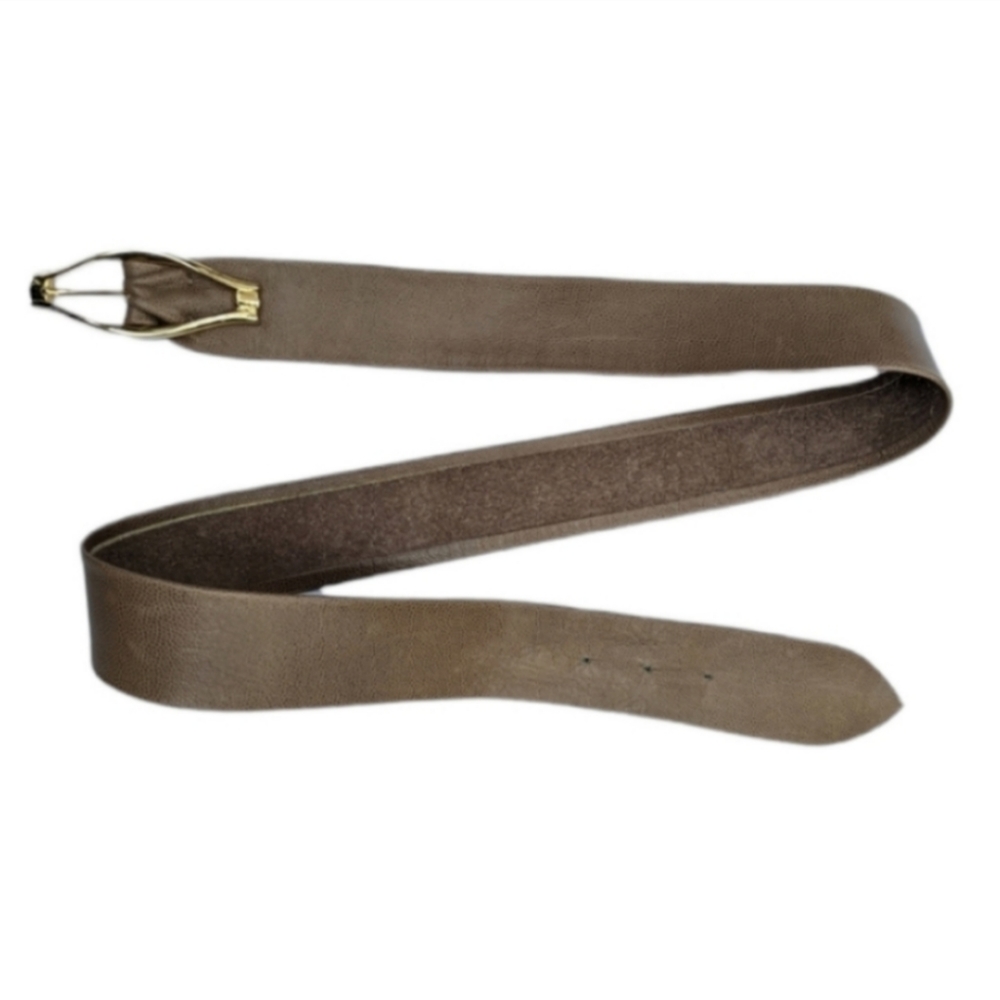 Vintage brown taupe belt gold hardware medium
